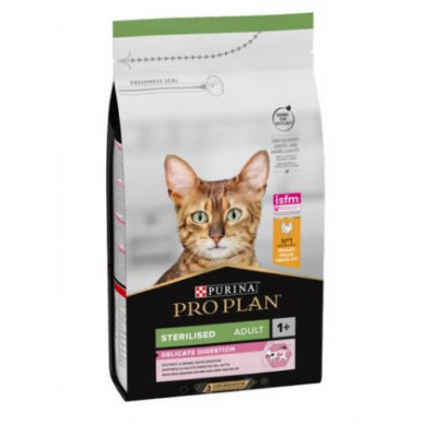 Purina Pro Plan Adult Sterilised Cat Delicate Digestion – Hrană Uscată pentru Pisici Sterilizate cu Digestie Sensibilă, cu Pui – 1.5 kg